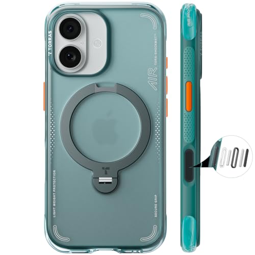 Image of TORRAS Ostand Q3 Air for iPhone 17 Case with 360 Magnetic Stand, Fit for MagSafe, Mil-Grade Drop Tested, Camera Control Button, Shockproof Phone Case for iPhone 17 6.3'', Glacier Sprint