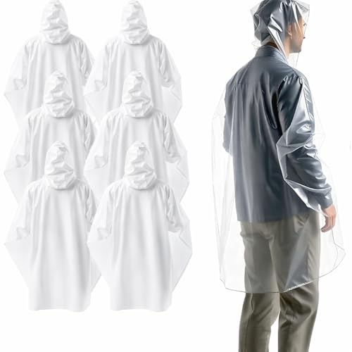 TK Gruppe Timo Klingler 6x Einweg & Einmal Regenjacke mit Kaputze - Einheitsgröße - Regencape - Regenponcho -Fahrrad Regenumhang - transparent & wasserdicht für Erwachsene - Damen & Herren