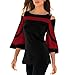Produktbild VEMOW Top Frauen Damen Sommer Herbst Casual Cold Shoulder Langarm Sweatshirt Pullover Tops Bluse ShirtRot44 DE/L CN