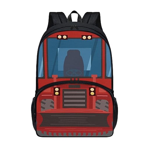 Sac à dos gris enfants avec truck rouge, le daypack confortable à poches latérales