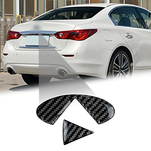 Image of Compatible with Rear Trunk Logo Insert Cover Trim Carbon Fiber Rear Tailgate Emblem Badge Decoration Sticker for Infiniti Q50 2015 2016 2017 2018 2019 2020 2021(2Pcs Black)