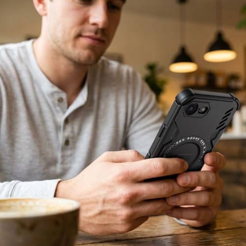 Image of ShieldTech Back Cover Case for Apple iPhone 16e | 360 Protection Mobile Phone Case Mag-Safe | Camera Protection | iPhone 16 e Cover | i Phone 16e - Black TPU+PC
