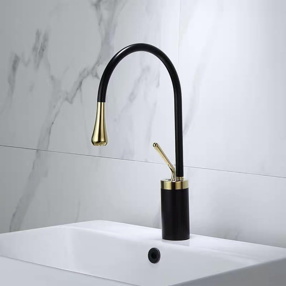 Robinet de lavabo blanc/noir mitigeur en laiton rotation 360 pour évier cuisine