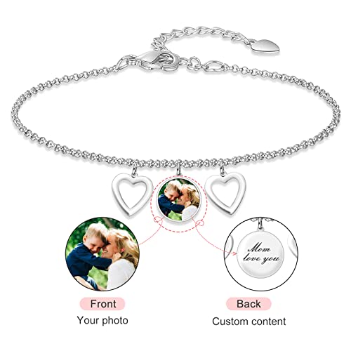Personalized Photo Bracelet for Women Custom Picture Bracelet Engraved Heart Bracelet Fashion Jewelry Gifts for Sisters BFF Friends Family2