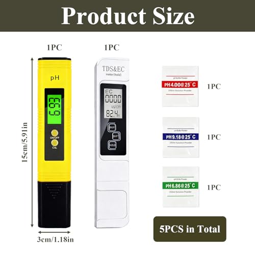 Miniatura 2 de Medidor Ph Tds Ec, Medidor Calidad Del Agua, 4 En 1 Ph Tds Ec Temperatura, Probador Portátil De Alta Precisión Con Autocalibración, Tester Para Agua Potable, Acuario, Piscina, Hidroponía, Laboratorio
