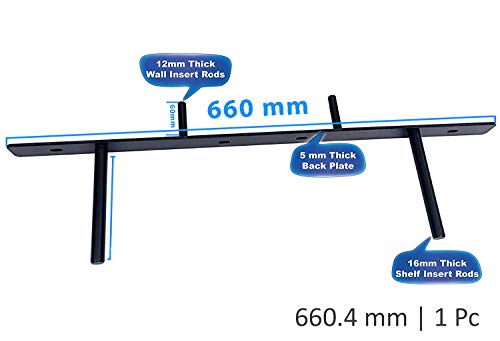 B&Z Extremely Heavy Duty Concealed Floating Shelf Brackets Plate (1 X, 660.4mm (26 Inches), Black - Image 3