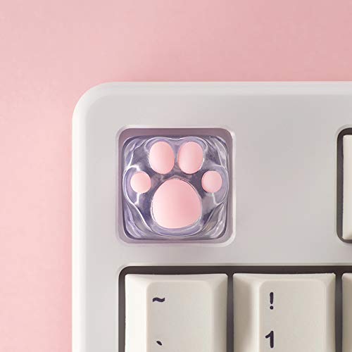 Special Edition New Model 3D Printing Gaming Keycaps Cherry Mx Keycaps Machinery Keyboard Keycaps Cat's Paw Shape Is Suitable Mechanical Keyboard (Transparent) #TOP4