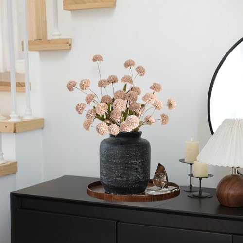 8Pcs Faux Silk Pompon Mum Artificial Flowers, Realistic Fake Mini Chrysanthemums with Stems for DIY Bouquets, Wedding Champagne Arrangements Decorations (Bianco chiaro) image 1