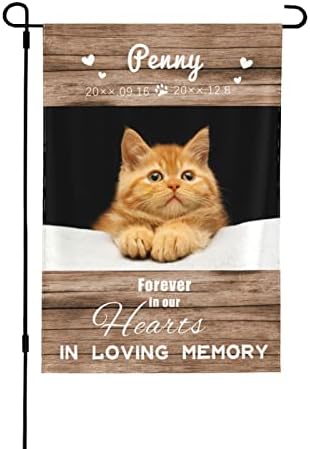 Pet Memorial Garden Flag, Pet Memorial Gifts Add Dogs Cats Photo Name Date Custom Garden flag for Outdoor Yard Home Cemetery Decorations for Grave Garden Flag 12.5 X 18 Inches