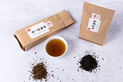 Ocha & Co. Hojicha Tea – Japanese Organic Loose Leaf Green Tea – Roasted Green Tea Blend of Kukicha and Sencha – Low Caffeine Tea with a Sweet, Smoky Taste, 100g/3.5oz.