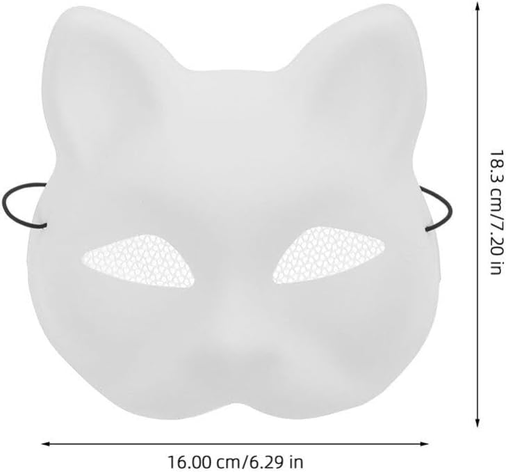 MAGICLULU 2pcs Blank Cat Mask for Cosplay Carnival and Halloween Parties Unpainted Plastic Masks for Creative Painting and Crafting Lightweight and Comfortable for Extended Wear