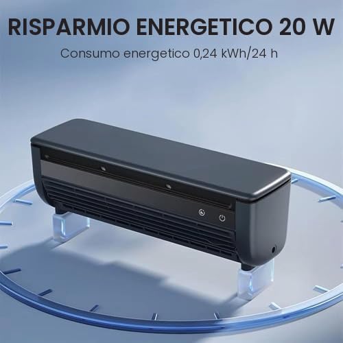 Condizionatore d'aria portatile senza fili, batteria da 6000 mAh e ricarica wireless, raffreddamento silenzioso per camper, camera da letto, ufficio, campeggio
