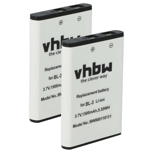 Sostituisce BL-3 vhbw 2x batteria compatibile con Intek KT-950EE, LN-950 radio (1500mAh, 3,7V, Li-Ion)