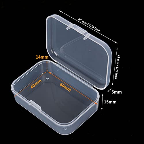Image of Mini Clear Plastic Storage Containers, 2.56x1.77x0.79 inch | 100 Pack, Rectangular, Hinged Lid, For Beads and Small Craft Items