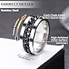 LOCCY 8 pcs Men Stainless Steel Spinner Rings, Black Spinner Rings for Men Women, Cool Chain Anxiety Ring Men Ring Set, 8mm Wide - Gift for Father's Day (6) #2