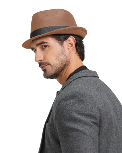 Image of Zylioo Multi Size Fedora Hat for Men Women, Short Brim Felt Trilby Hat