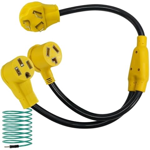 30 Amp Dryer Y Splitter to RV/EV NEMA 10-30P to 14-50R / 10-30R Splitter Power Cord Adapter Dryer 3-Prong 30 AMP Y Adapter Cable for EV RV Car, 30 Amp 250 Volt 7500W STW 10 AWG Cover