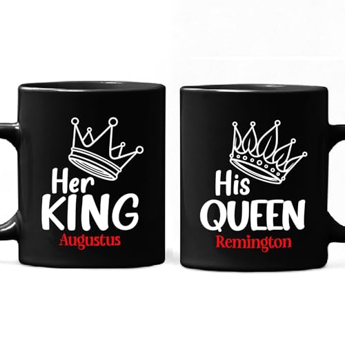 Her King and His Queen Set of 2 Mugs for Couples,...