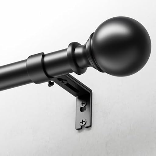 DEFYNEE Barra de cortina negra, diámetro de 25 mm, 80-305 cm, barra de cortina de metal con cabezal redondo y 2 soportes para dormitorio, sala de estar, cocina | Ya disponible en tu tienda friki favorita! En mundofriki.es!