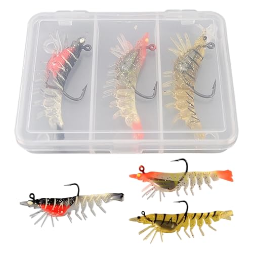 Camarones Artificiales de Nado para - Coloridos Vibrantes Realistas - Señuelos de para Agua Dulce y Salada - para Lubina, Trucha, Platija, Perca Americana, Róbalo, Lucio, Salmón