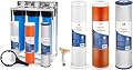 Aquaboon 3-Stage Whole House Water Filter System with 5 Micron 20x4.5 Anti-Scale Reducing Sediment, KDF Heavy Metals and Carbon Chlorine Reduction Water Filter Purification with Replacement Set