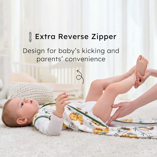 Image of Baby Sleep Sack 18-24 months, 100% Cotton Sleeping Sack for Toddler, 3 Pack Baby Wearable Blanket, 0.5 Tog Lightweight Double Zipper Sleep Bag XLarge Brown Green Lion
