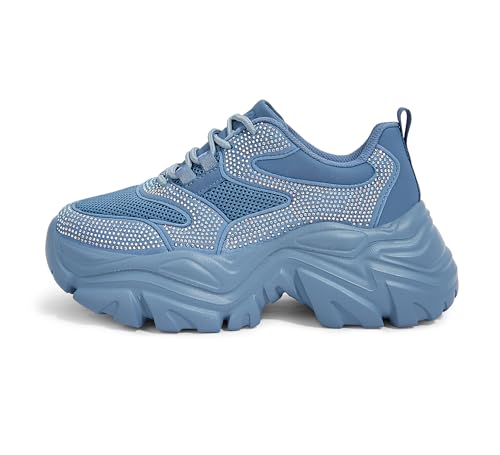 Image of K KIP WOK Chunky Sneakers for Women Fashion Platform White Leather Casual Dad Shoes Comfortable Wedge Walking Sport Sneakers