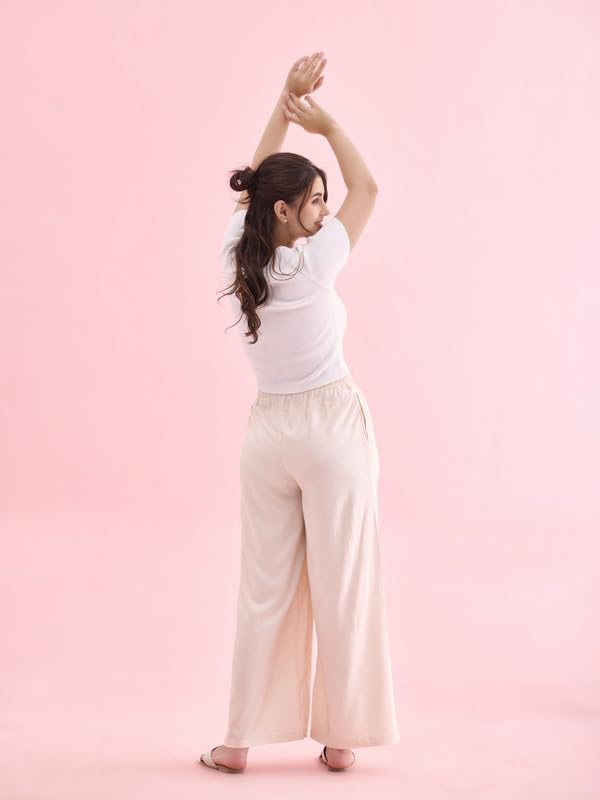 Image of GO COLORS Soft Viscose Basic Palazzo Full Length for Women| Breathable, Mid Rise, Relaxed Fit