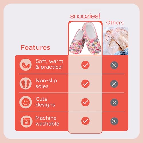 Image of Snoozies Skinnies Animal Womens slipper socks Non-Slip Lightweight Soft Sherpa Lining Foldable Travel