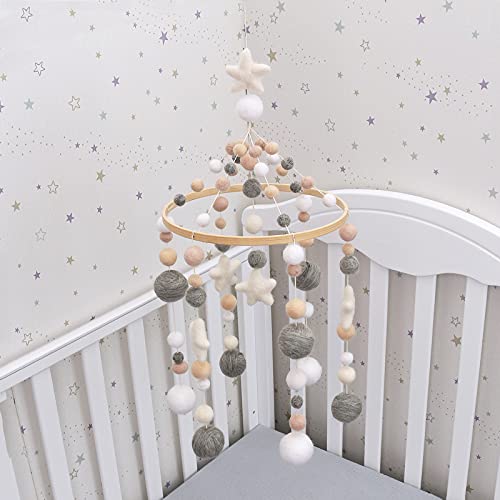 Neutral Baby Crib Mobile Nursery Cot Mobile Handmade Felt Ball Mobile Ceiling Mobile Newborn Shower Gift Baby Mobile Nursery Decor