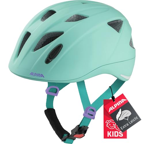 ALPINA Ximo L.E - Leichter Sicherer &Bruchfester Fahrradhelm mit optionalen LED-Licht Für Kinder Turqouise matt 47-51 cm