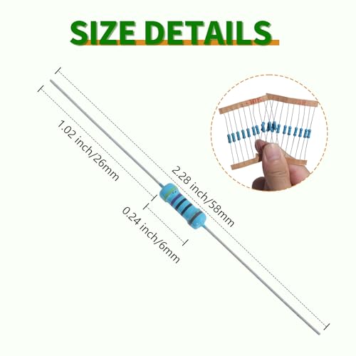 100Values 1000PCS Resistor Kit 0 Ohm to 5.6M Ohm 1/4W 1% Metal Film Resistors Assortment Set - Image 3