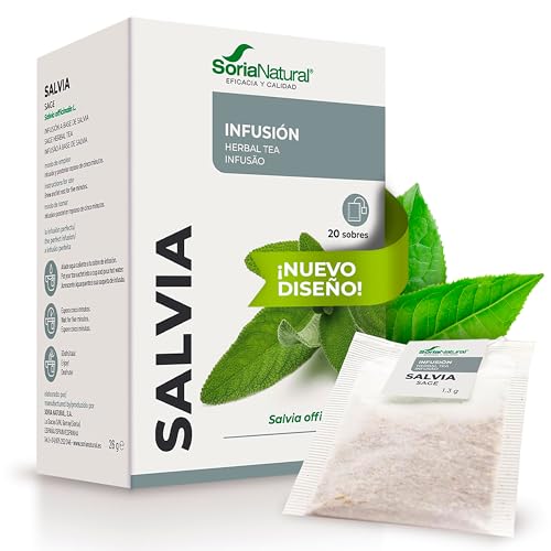 Soria Natural Salvia Infusión – Salud Femenina – Ayuda en Caso De Síntomas de Menopausia - Infusión de Salvia (Salvia officinalis) – 100% Natural - Caja con 20 Bolsas Filtro
