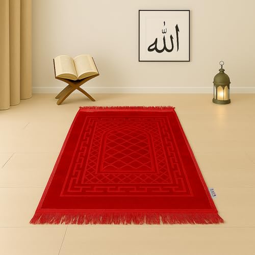 Image of Modern Premium Janamaz Prayer Mat Musalla Soft Velvet Mat for Salah Musallah and Namaz