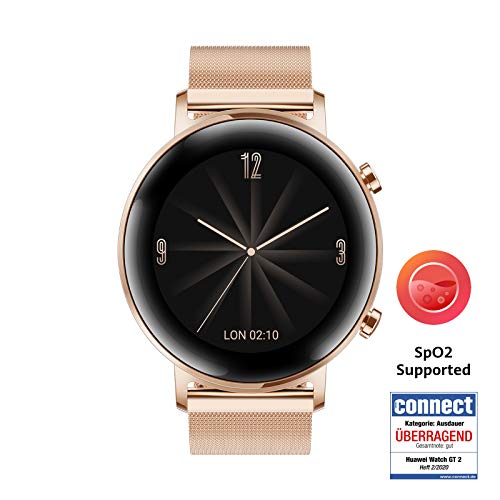 HUAWEI Watch GT 2 Smartwatch (42 mm Full-Color-AMOLED Touchscreen, SpO2-Monitoring, Herzfrequenzmessung, Musik Wiedergabe, 5ATM wasserdicht, GPS) Refined Gold, 30 Monate Garantie – Bild 3