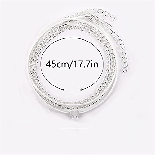 Jeweky Boho Layered Anklets Silver Love Ankle Bracelets Chain Heart Beach Foot Accessory Jewelry For Women And Girls #TOP4