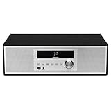 Stylische AiO-CD Anlage zur Wiedergabe von Musikdateien vom USB-Stick mit hochwertiger Aluminium Front in silber