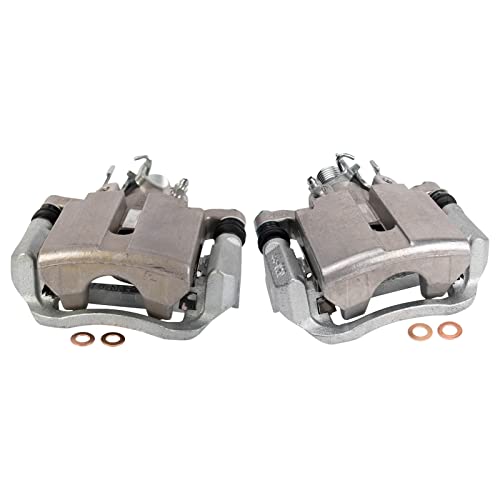 Image of TRQ Rear Brake Caliper Set Zinc Coated Hardware Brackets Compatible with 2004 Pontiac Grand Prix