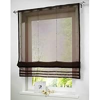 SIMPVALE Rideau Romain Doré Semi-Transparent 80x120 Cm – Rideau Voilage Passe-Tringle Élégant Pour Salon Chambre Balcon Cuisine