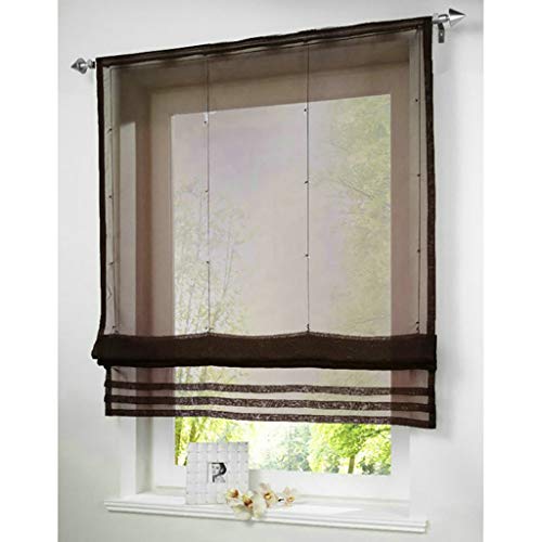 SIMPVALE 1 Panel Persianas Romanas Clásico Color Sólido Cortina Transparente para Sala de Estar, Dormitorio, Balcón, Cocina, Marrón, 100x155cm