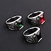 SINLEO Men's Stainless Steel Vintage Cubic Zirconia Signet Ring Black Red Green Emerald Color Square Stone Ring, Red Size 7