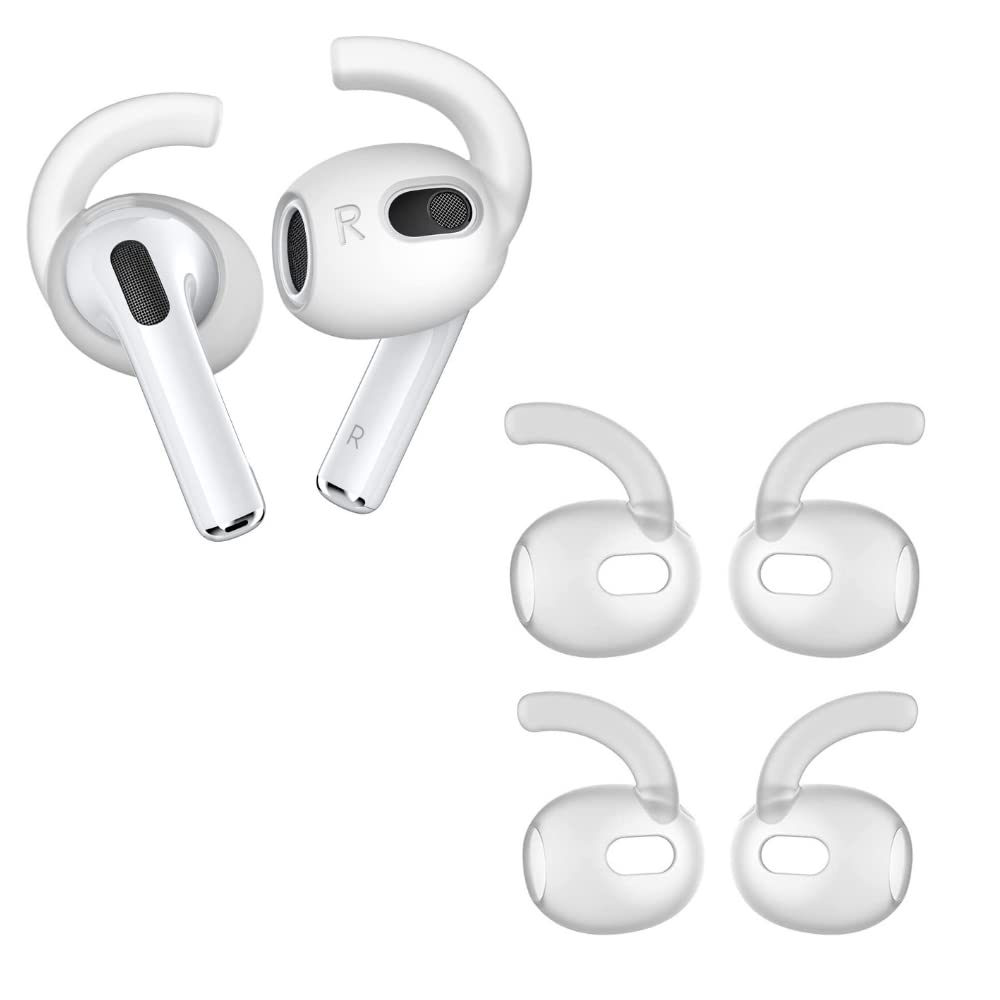 Crysendo Ear Hooks Compatible with Apple AirPods 3 | Silicone Anti-Drop Ear Covers | AirPods 3 Grip Tips for Running & Outdoor Activities (2 Pairs, Transparent)