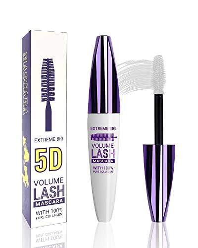 Weiße 5D Telescopic Mascara for Eyelashes, Waterproof Smudge-proof Long Wear Colored Mascara, Voluminous Curling Defining Non-Clump Wimperntusche, False Lash Effect Extension Makeup für Weihnachten