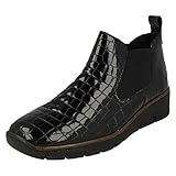 airiam Tiges: Cuir Rieker Eria Womens Slip Chaussure Chelsea Boots 39 EU Black Croc Patent