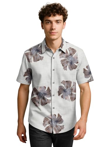 Image of BULLMER Trendy Regular Fit Cotton Blend Printed Casual Half Sleeve Shirt for Men | Stylish Mens Casual Shirts | Shirts for Men