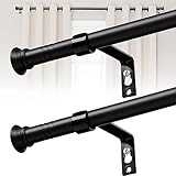 Curtain Rod,Black Curtain Rods 2 Pack for Windows 48 to 84 Inch,5/8 Inch Simple Style Curtain Rod with Brackets,Curtain Rods 2 Pack