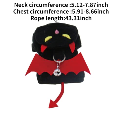 Image of Ferret Harness and Leash, Adjustable Ferret Walking Vest for Squirrel and Small Animal, Soft and Breathable Ferret Lead Leash with Evil Wings and Safe Bell (Evil)