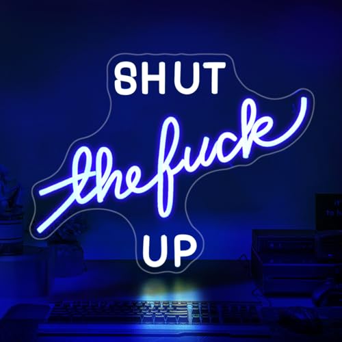 Image of Neon Sign, JGHTURIE Led Neon Signs for Wall Decor Blue Light Up Sign Office Gamer Room Man Cave for Wall Decor USB Powered