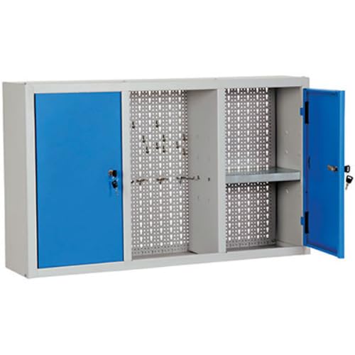 Armario para herramientas con 2 puertas armario de chapa azul metálico con panel