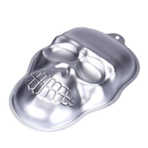 Image of Ulalaza 3D Skull Cake Mold Halloween Aluminum Baking Mould Nonstick DIY Baking Tools